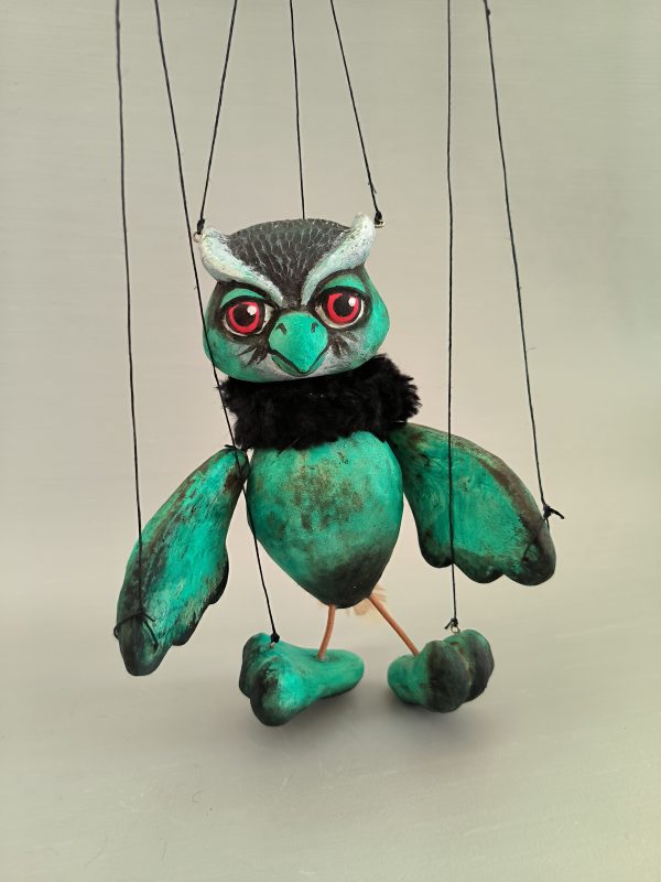 Green owl puppet