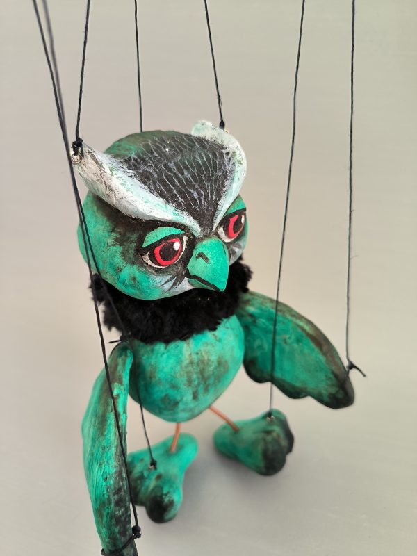 Green owl puppet