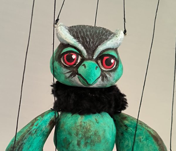 Green owl puppet