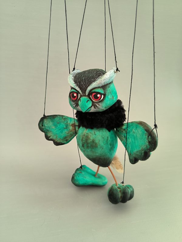 Green owl puppet