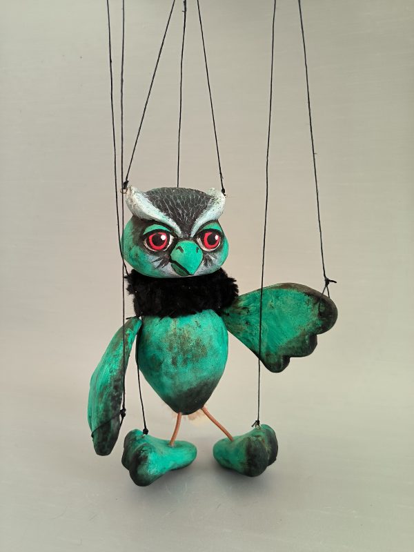 Green owl puppet