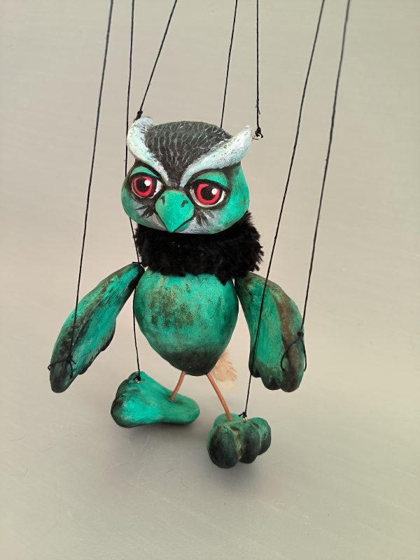 Green owl puppet