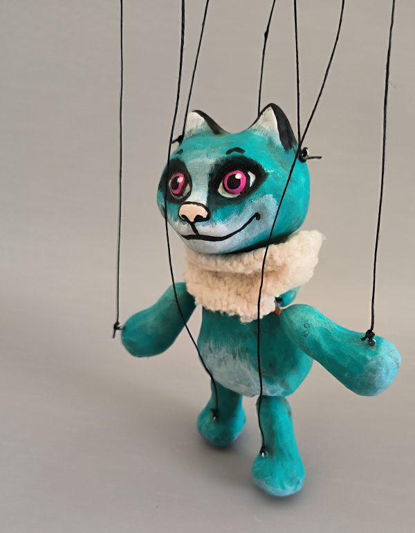 Little Turquoise Cat puppet buy - Axamarionettes