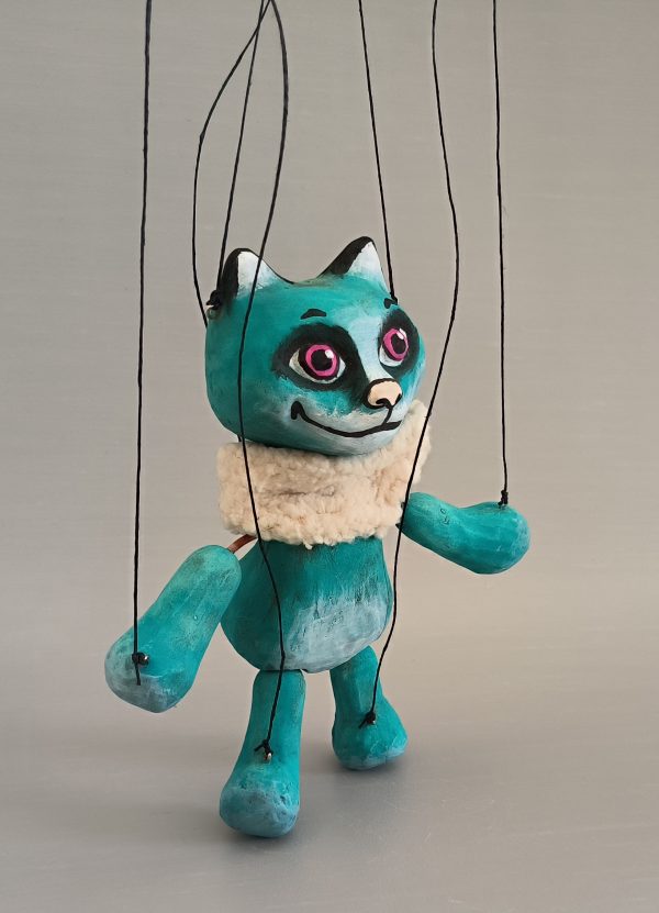 Little Turquoise Cat puppet buy - Axamarionettes