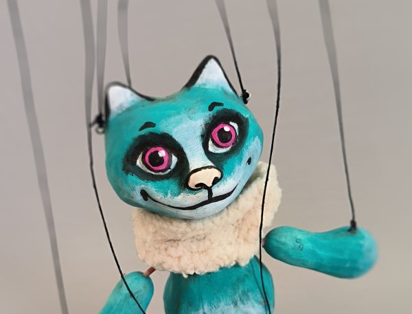 Little Turquoise Cat puppet buy - Axamarionettes