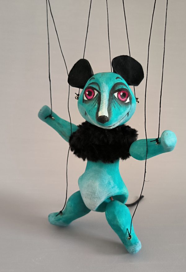 Little Turquoise Mouse puppet buy - Axamarionettes