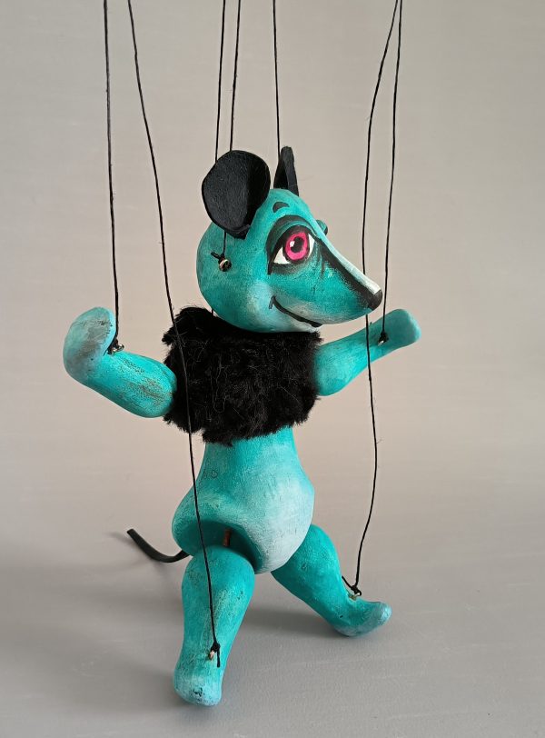 Little Turquoise Mouse puppet buy - Axamarionettes