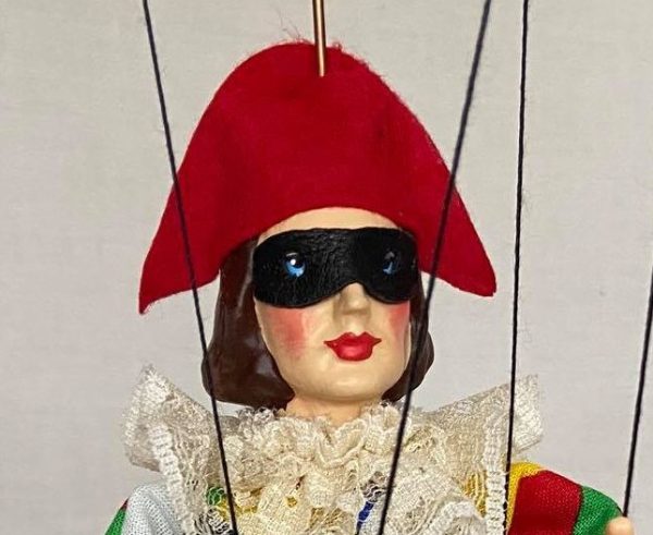 Harlequin Czech gypsum puppet