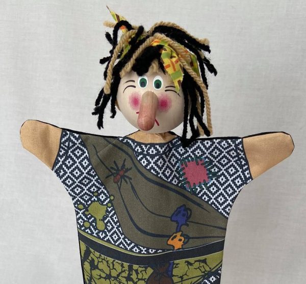 Witch wooden hand puppet for sale