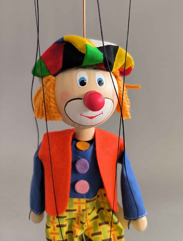 Clown small wooden Czech puppet