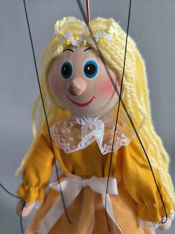 Yellow Fairy small wooden Czech puppet