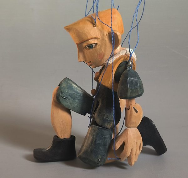 Boy wooden marionette, original hand-carved puppet for sale