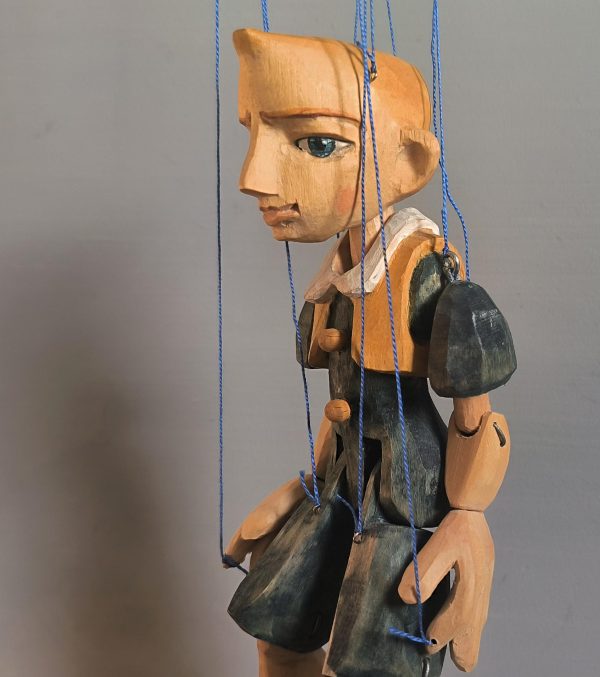 Boy wooden marionette, original hand-carved puppet for sale