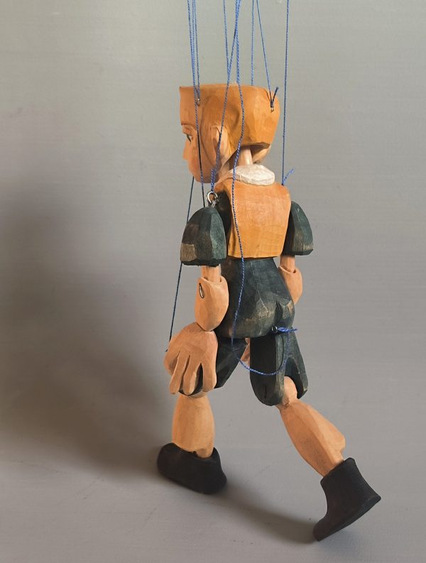 Boy wooden marionette, original hand-carved puppet for sale